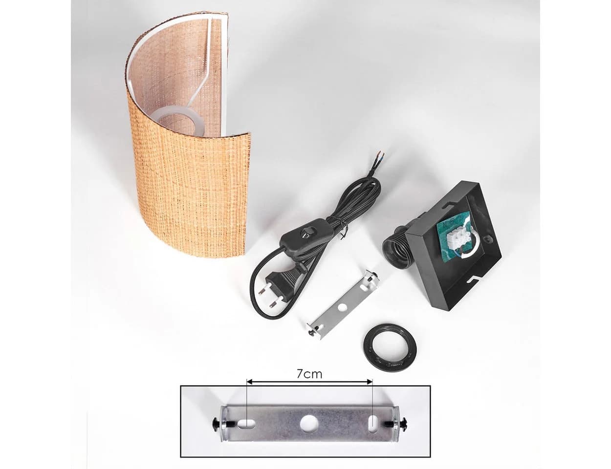 hofstein Wandleuchte Boho-Design Metall/Papiergeflecht Schwarz/Natur E27 - Bild 5