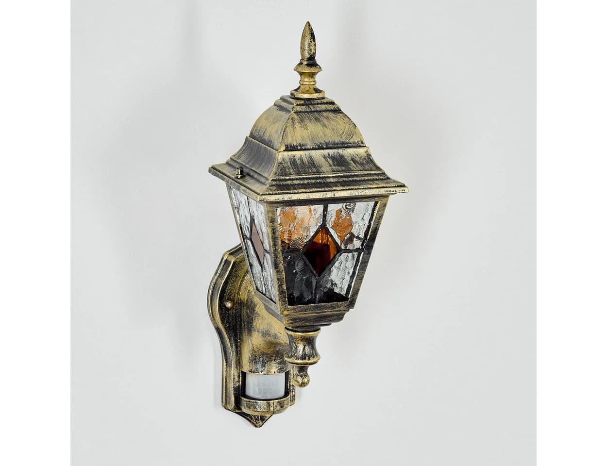 hofstein Außen-Wandleuchte mit Bewegungsmelder, Vintage/Antik-Design, Schwarz/Gold