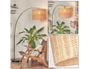 hofstein Bogenlampe Stehlampe Metall Rattan Schwarz Chrom Natur Bild 2
