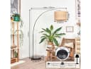 hofstein Bogenlampe Stehlampe Metall Rattan Schwarz Chrom Natur Bild 4