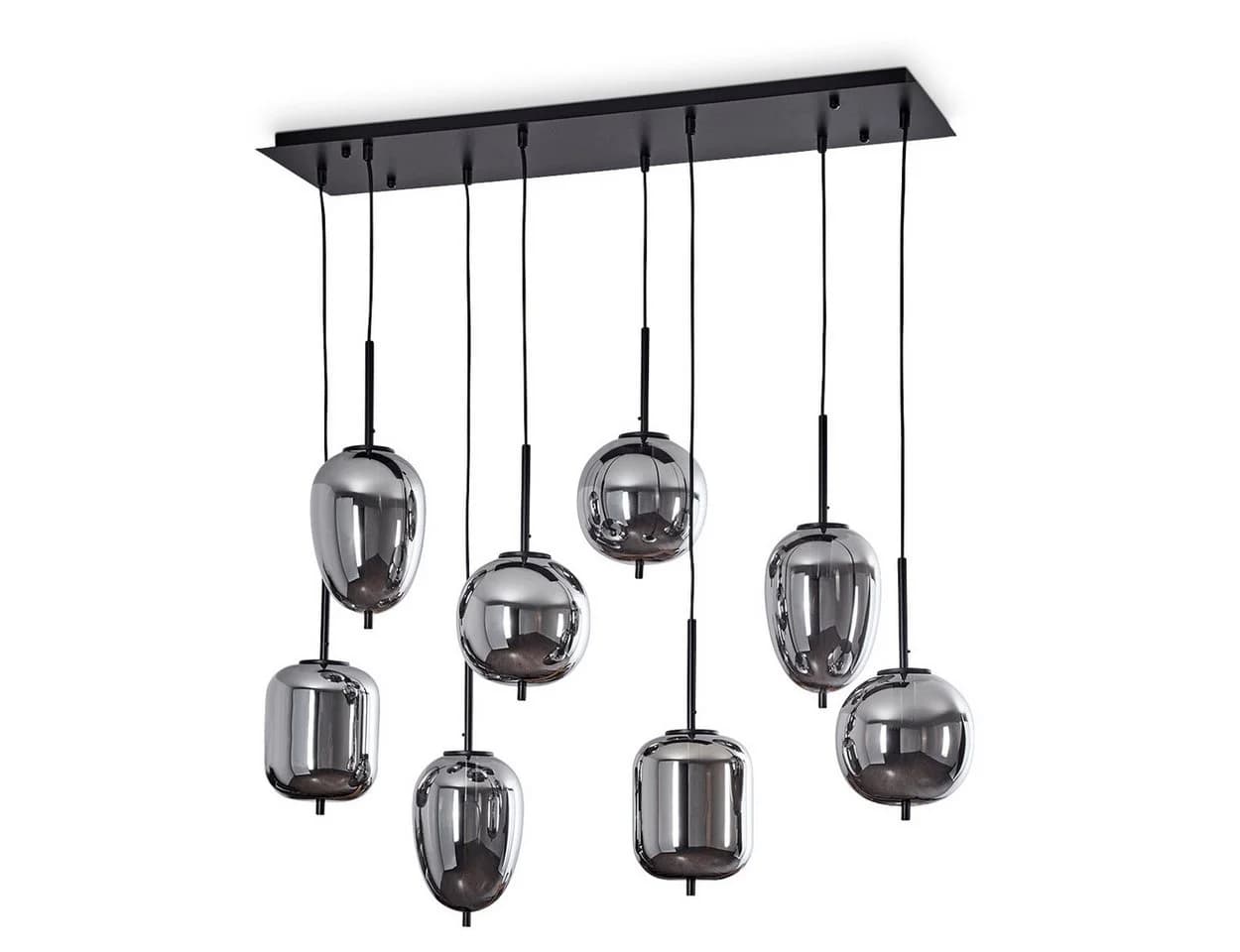 hofstein Hängeleuchte Ambrogio 8-flammig Schwarz/Grau Metall/Glas - Bild 2