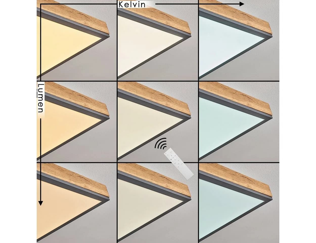 hofstein Deckenleuchte »Vacil« Dimmbar LED Panel Holzoptik Schwarz Weiß