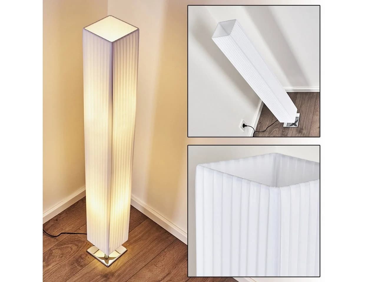 hofstein Stehlampe Aulla Modern Weiß Metall Stoff - Bild 2