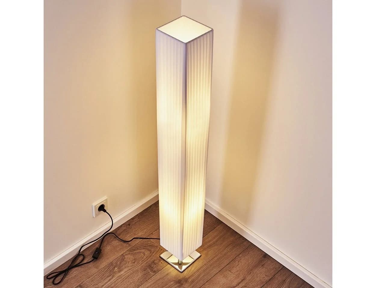 hofstein Stehlampe Aulla Modern Weiß Metall Stoff - Bild 3