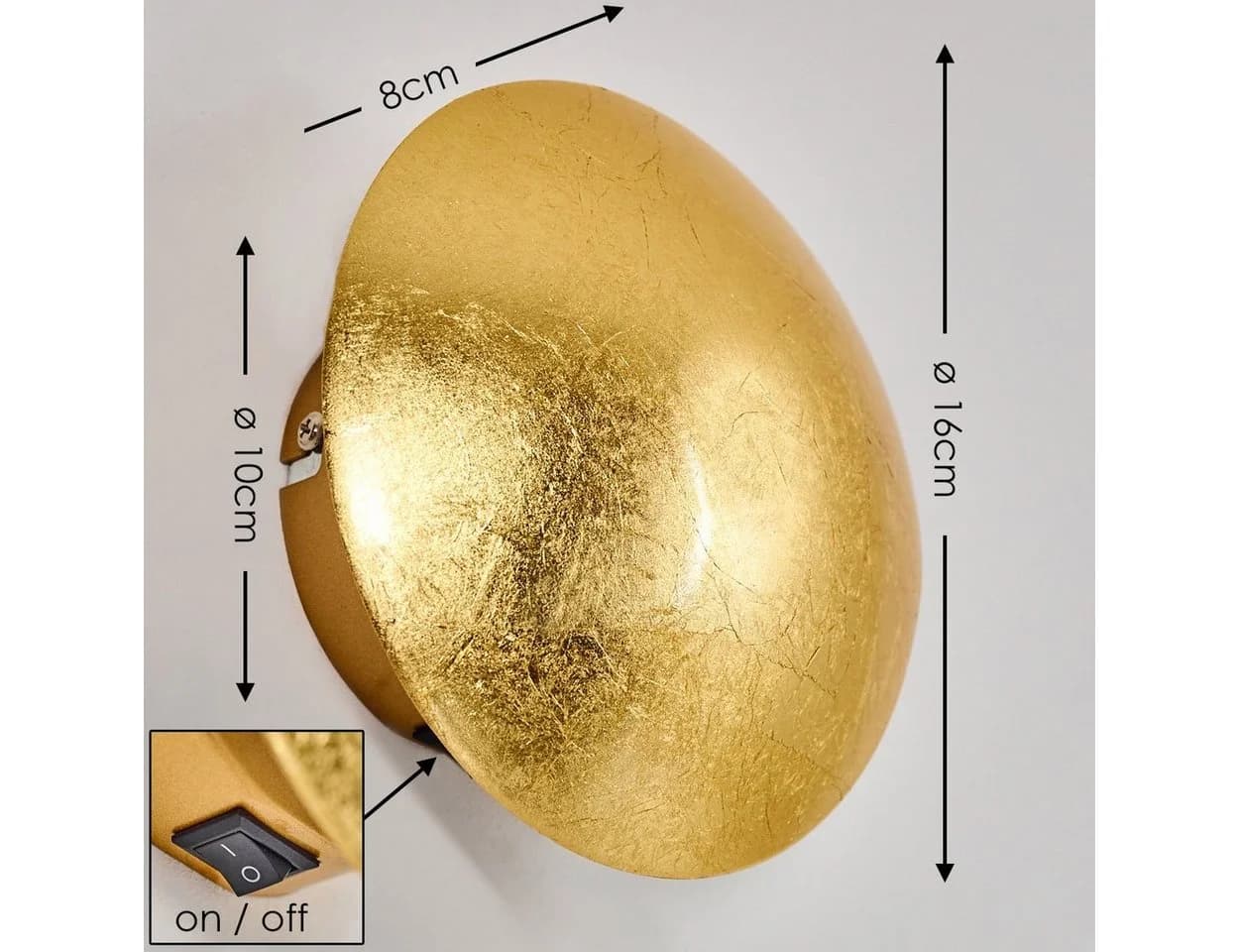 hofstein Wandleuchte »Godo« Wandlampe Runde Metall Gold