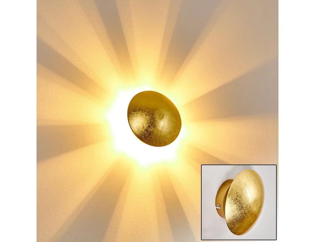 hofstein Wandleuchte »Godo« Wandlampe Runde Metall Gold - Bild 2