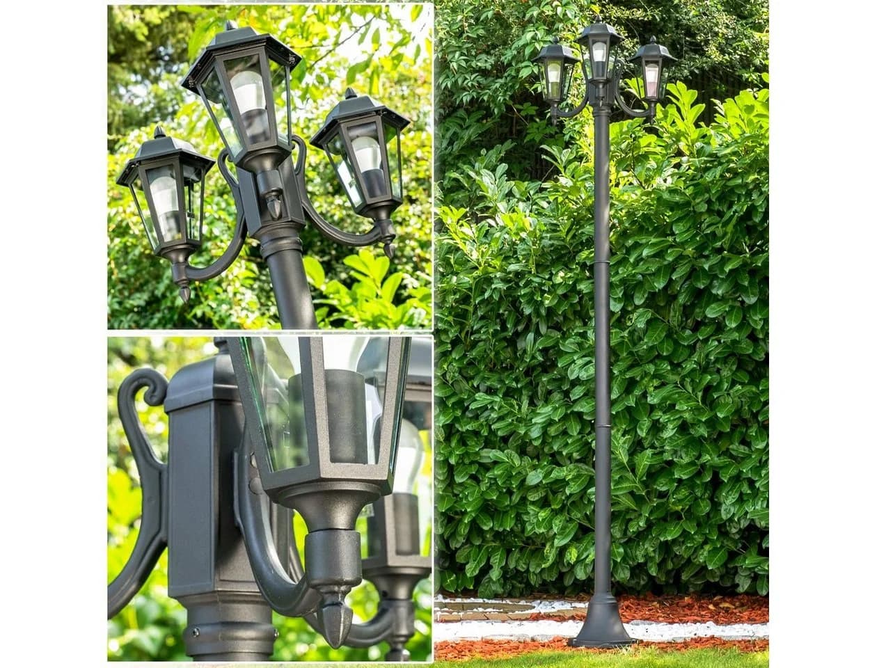hofstein Außen-Stehlampe »Parco« Kandelaber 3-armig E27 IP44 Schwarz - Bild 2
