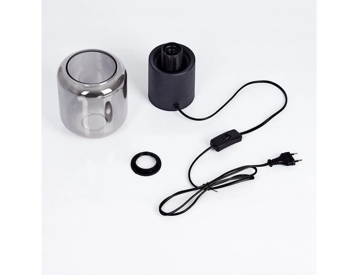 hofstein Tischleuchte Retro Schwarz Rauchglas Metall - Bild 5