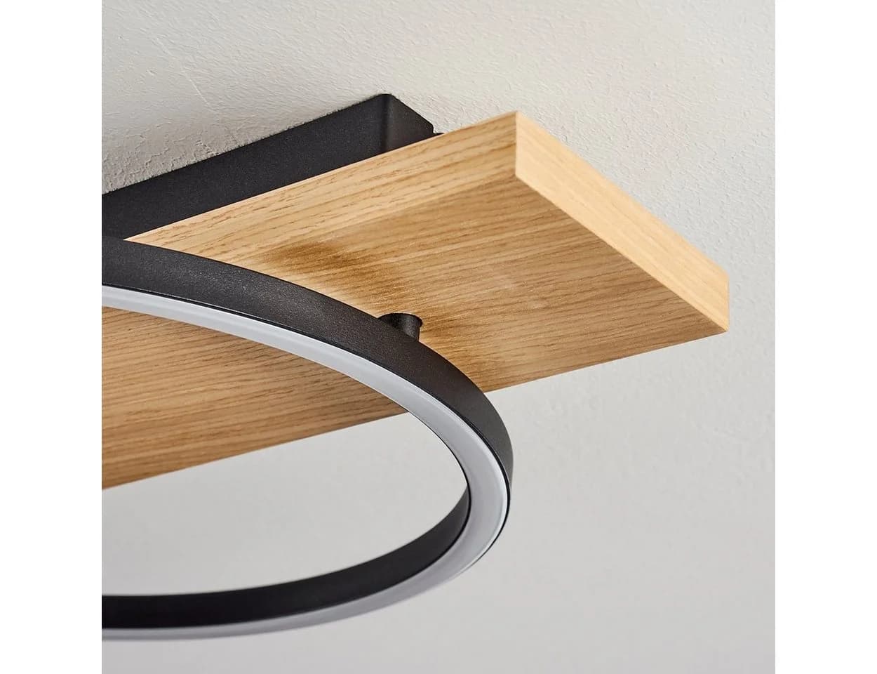 hofstein Deckenleuchte Holz LED Modern Braun/Schwarz/Weiß - Bild 3