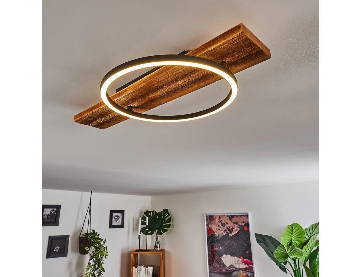 hofstein Deckenleuchte Holz LED Modern Braun/Schwarz - Bild 2