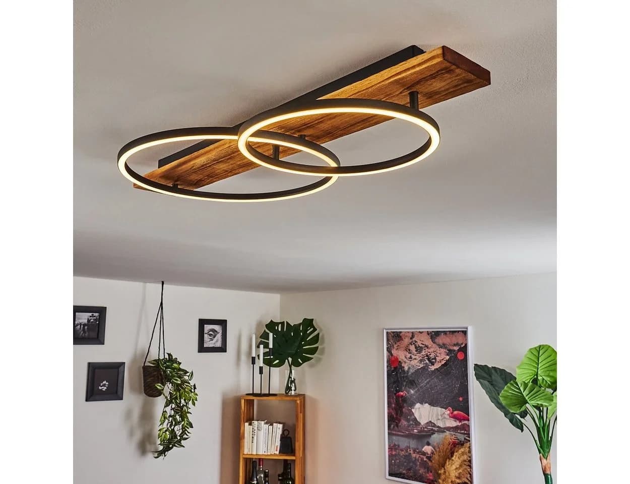 hofstein Deckenleuchte Modern LED Holz Braun/Schwarz/Weiß - Bild 2