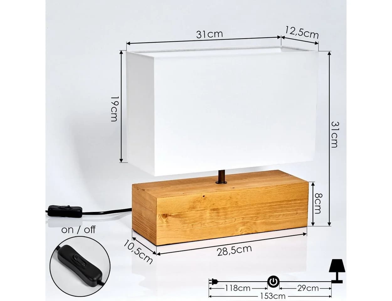 hofstein Tischleuchte Boho Lese Lampe Holz/Stoff weiß - Bild 4