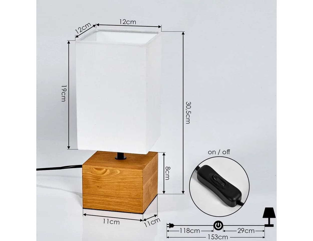 hofstein Tischleuchte Boho Holz Weiß LED E14 - Bild 5