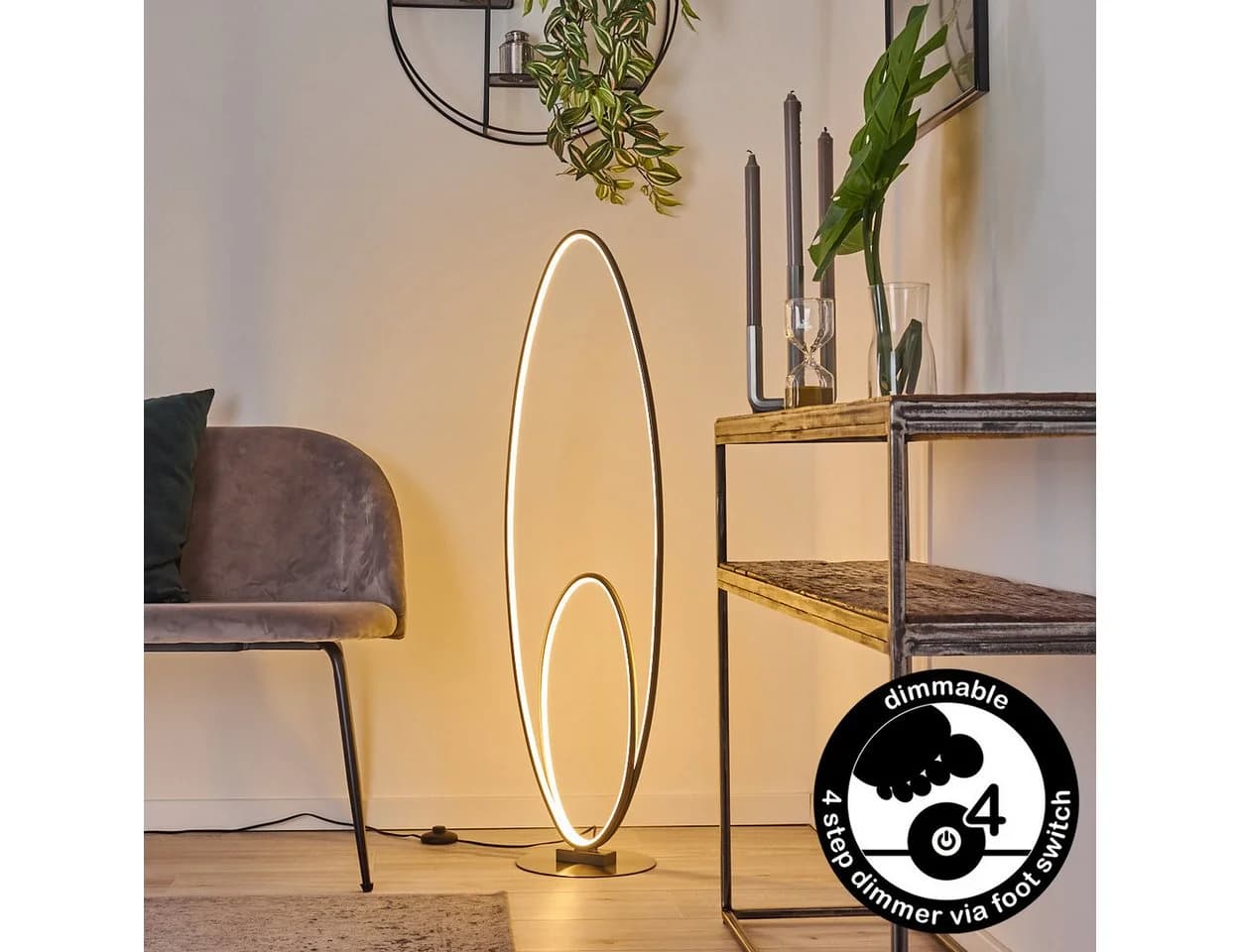 hofstein Stehlampe Arce Grau/Weiß Dimmbar LED 3000K - Bild 2
