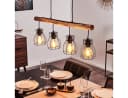 hofstein Hängeleuchte Aprica Metall/Holz Schwarz/Braun 4xE27 Bild 2