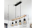hofstein Hängeleuchte Aprica Metall/Holz Schwarz/Braun 4xE27 Bild 4