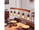 hofstein Pendelleuchte Aprica 5x E27 Metall/Holz Schwarz/Braun Bild 1
