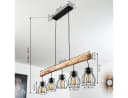hofstein Pendelleuchte Aprica 5x E27 Metall/Holz Schwarz/Braun Bild 4