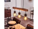hofstein Pendelleuchte Aprica Schwarz/Braun Holz Metall 3x E27 Bild 1