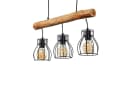 hofstein Pendelleuchte Aprica Schwarz/Braun Holz Metall 3x E27 Bild 2