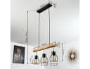 hofstein Pendelleuchte Aprica Schwarz/Braun Holz Metall 3x E27 Bild 5