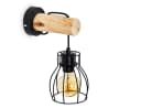 hofstein Wandleuchte Aprica Wandlampe Metall/Holz Schwarz Bild 2