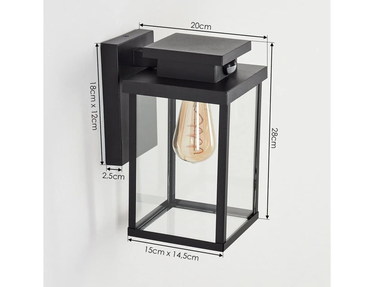 hofstein Außen-Wandleuchte Poggio Schwarz Glas E27