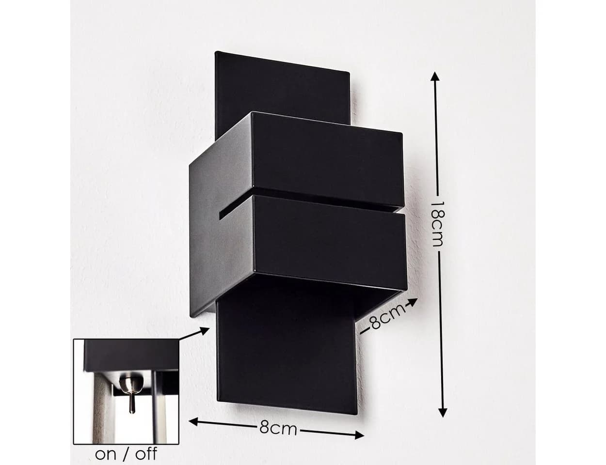 hofstein Wandleuchte Reppia Schwarz Metall G9