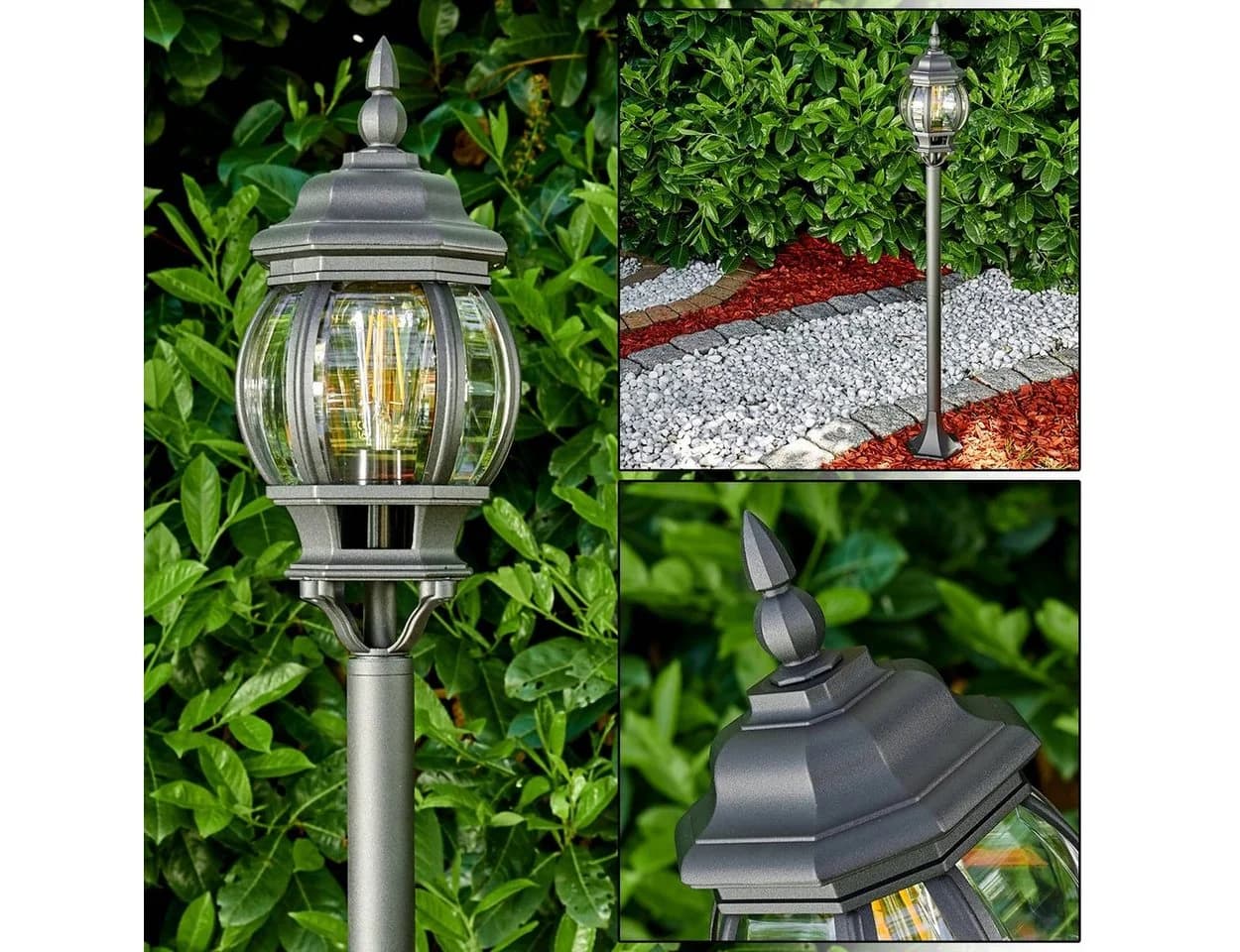 hofstein Außen-Stehlampe »Meyen« Schwarz E27 IP44 Aluguss