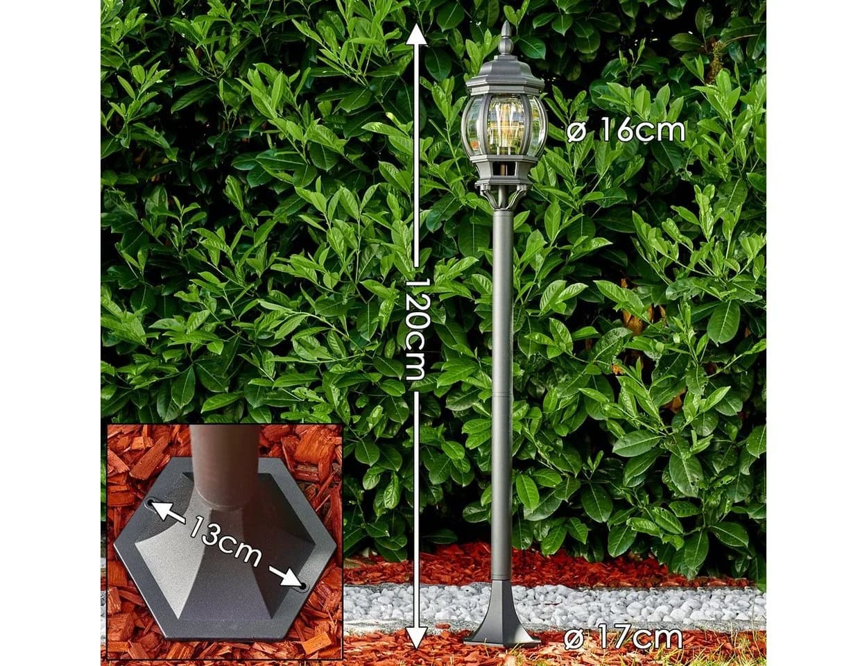 hofstein Außen-Stehlampe »Meyen« Schwarz E27 IP44 Aluguss - Bild 3