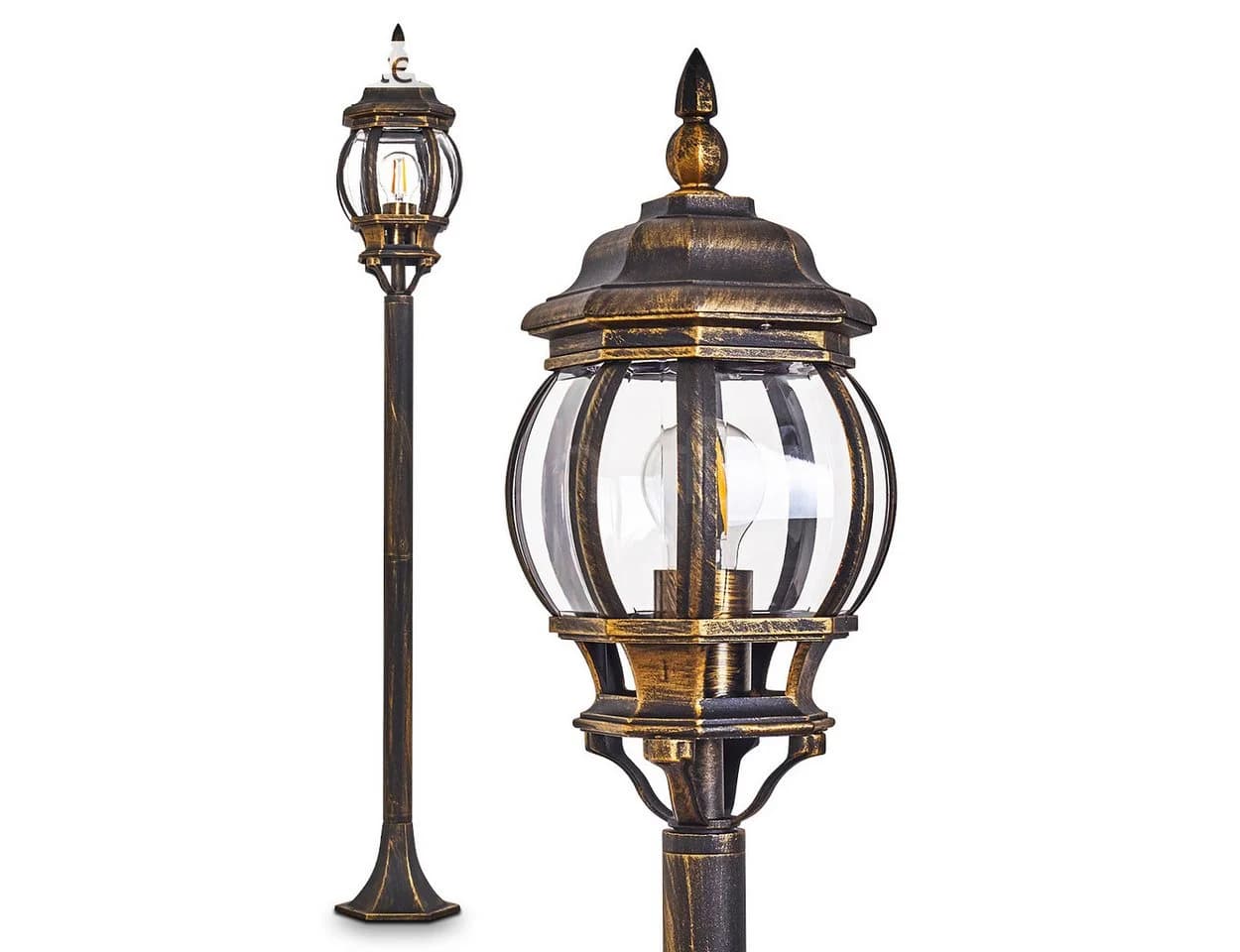 hofstein Außen-Stehlampe »Meyen« Braun/Gold Aluguss - Bild 2