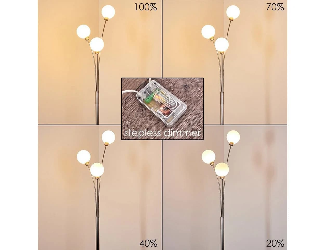hofstein Stehlampe Lerici 3-flammig Dimmbar Weiß Metall - Bild 4