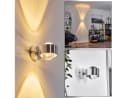 hofstein Wandleuchte »Osacca« Silber Metall-Lampe mit Glas-Schirm Bild 3