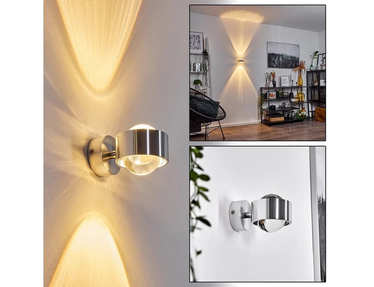 hofstein Wandleuchte »Osacca« Silber Metall-Lampe mit Glas-Schirm - Bild 3