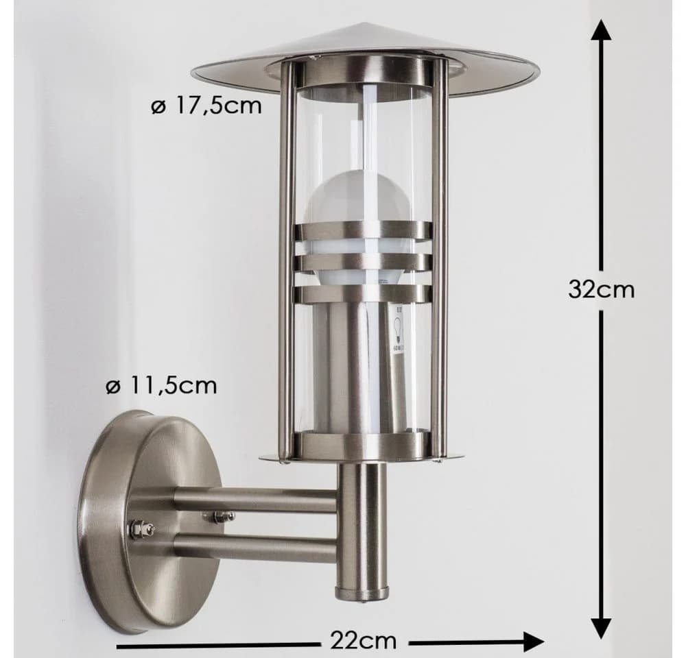 hofstein Außen-Wandleuchte Latiano Edelstahl Klarglas E27 - Bild 3
