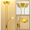 hofstein Stehleuchte Roppa Messing mit Dimmer und Lesearm Bild 1