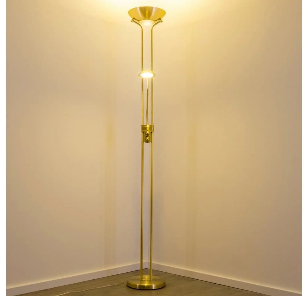 hofstein Stehleuchte Roppa Messing mit Dimmer und Lesearm - Bild 4