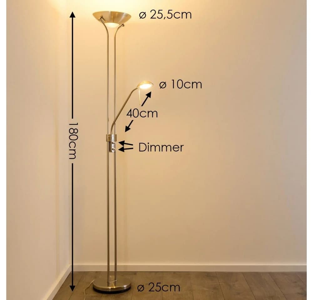 hofstein Stehleuchte Roppa dimmbar Nickel-Matt LED - Bild 3