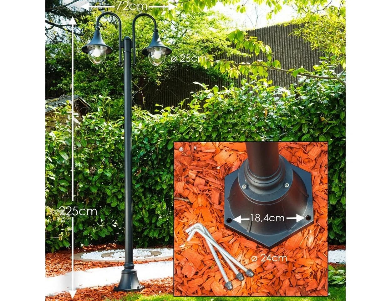 hofstein Außen-Stehlampe Paraolo Schwarz Aluguss E27