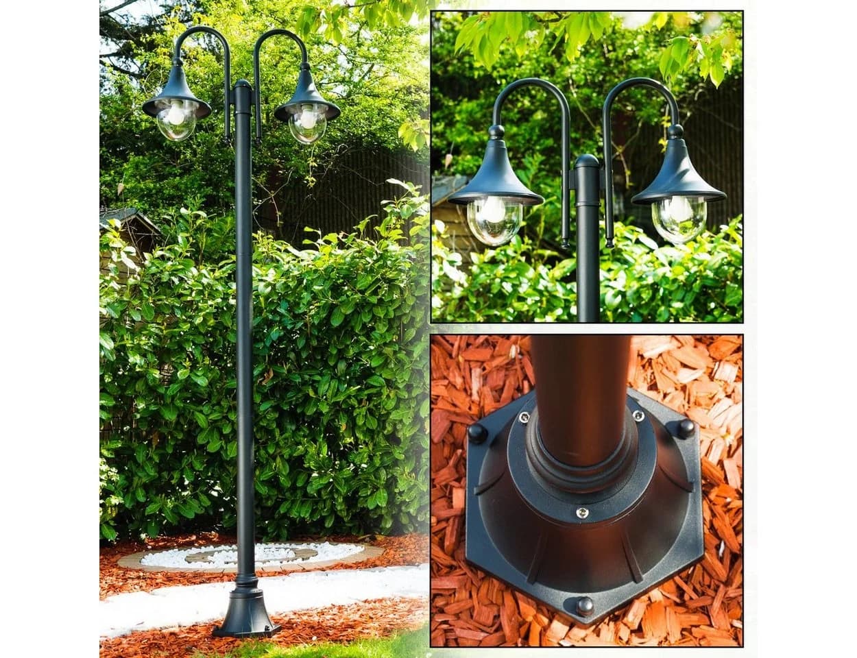 hofstein Außen-Stehlampe Paraolo Schwarz Aluguss E27 - Bild 3