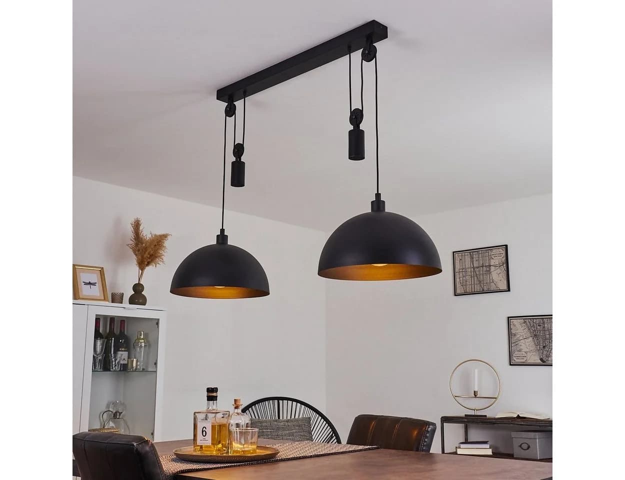 hofstein Pendelleuchte Cretajo Schwarz Industrial Design Hängeleuchte