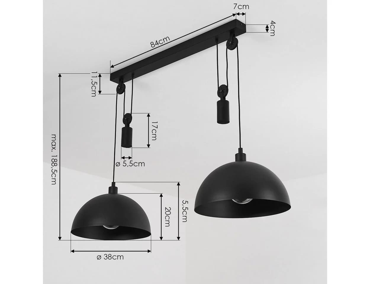 hofstein Pendelleuchte Cretajo Schwarz Industrial Design Hängeleuchte - Bild 5