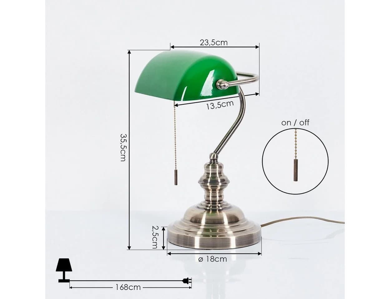 hofstein Tischleuchte Mezzovilla Altmessing Grün E27 - Bild 5