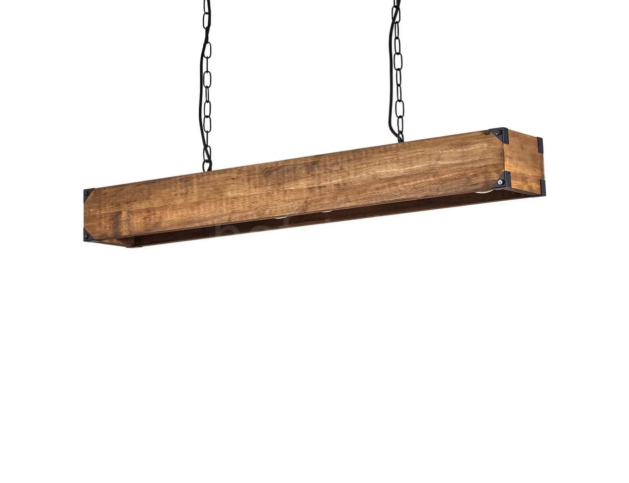 hofstein Pendelleuchte Spezia Schwarz/Natur Holz Metall 4x E27 - Bild 2