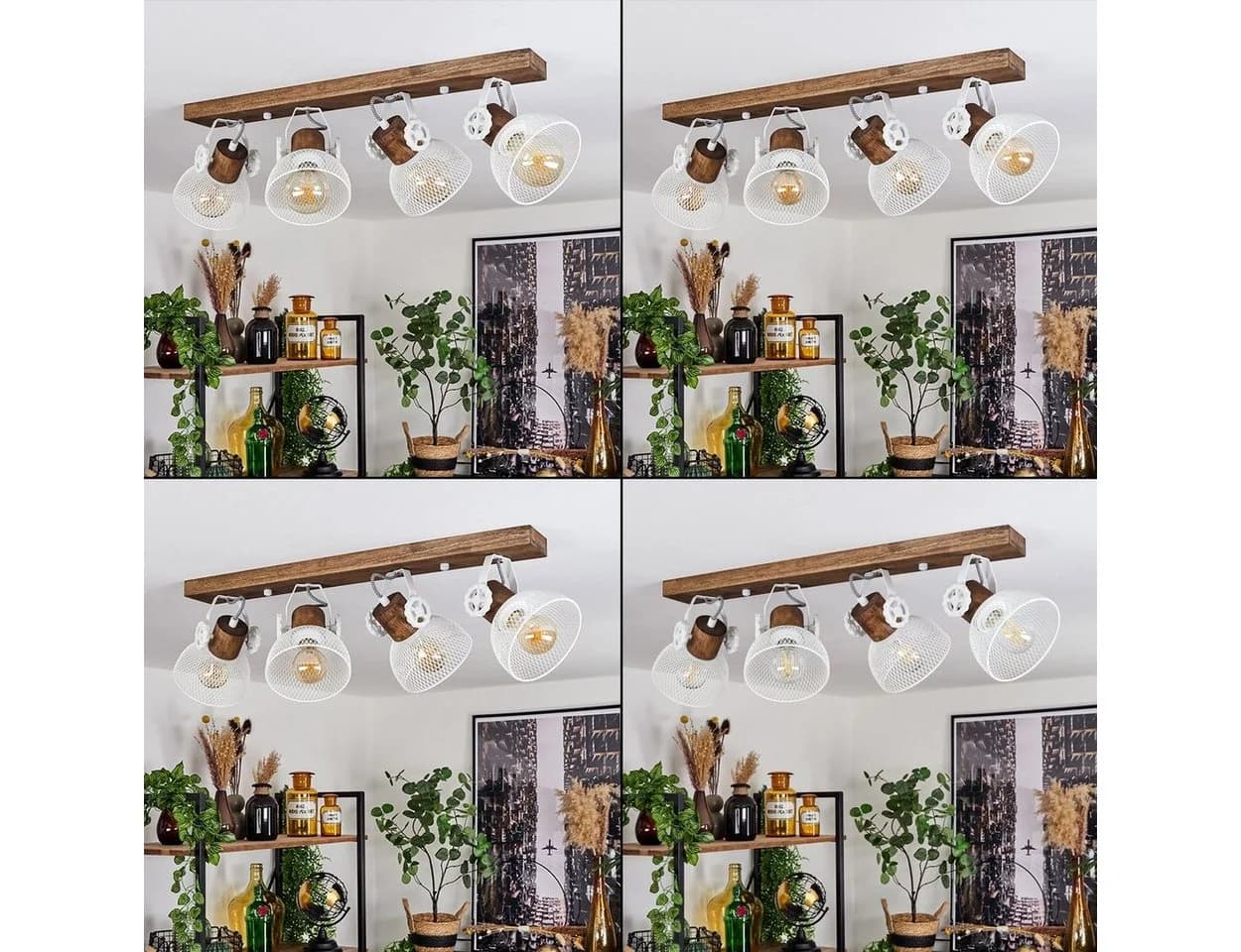 hofstein Deckenleuchte Cotes Braun/Weiß Holz Metall