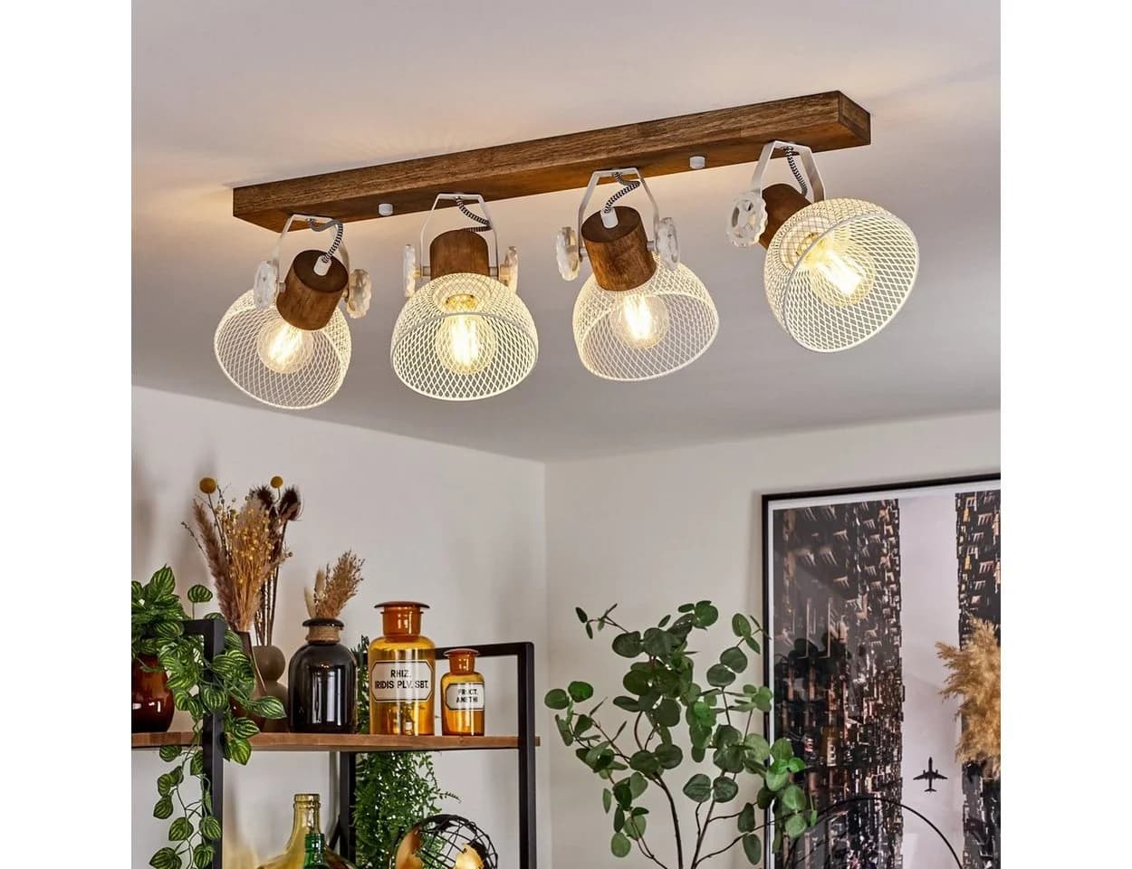 hofstein Deckenleuchte Cotes Braun/Weiß Holz Metall - Bild 2