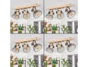 hofstein Deckenleuchte »Cotes« Holz/Metall Natur/Schwarz Gitter-Optik Bild 1