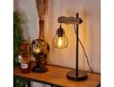 hofstein Tischleuchte Aprica Metall/Holz Schwarz/Braun E27 Bild 2