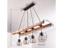 hofstein Pendelleuchte Aprica längliche Hängeleuchte Schwarz/Holz 4xE27 Bild 4