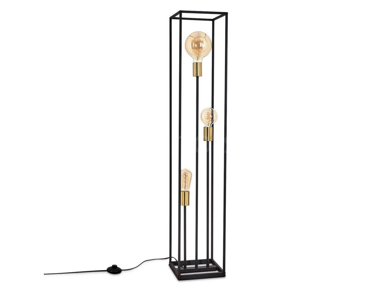 hofstein Stehlampe »Avola« Bodenlampe Metall Schwarz/Messing E27 Fußschalter - Bild 2